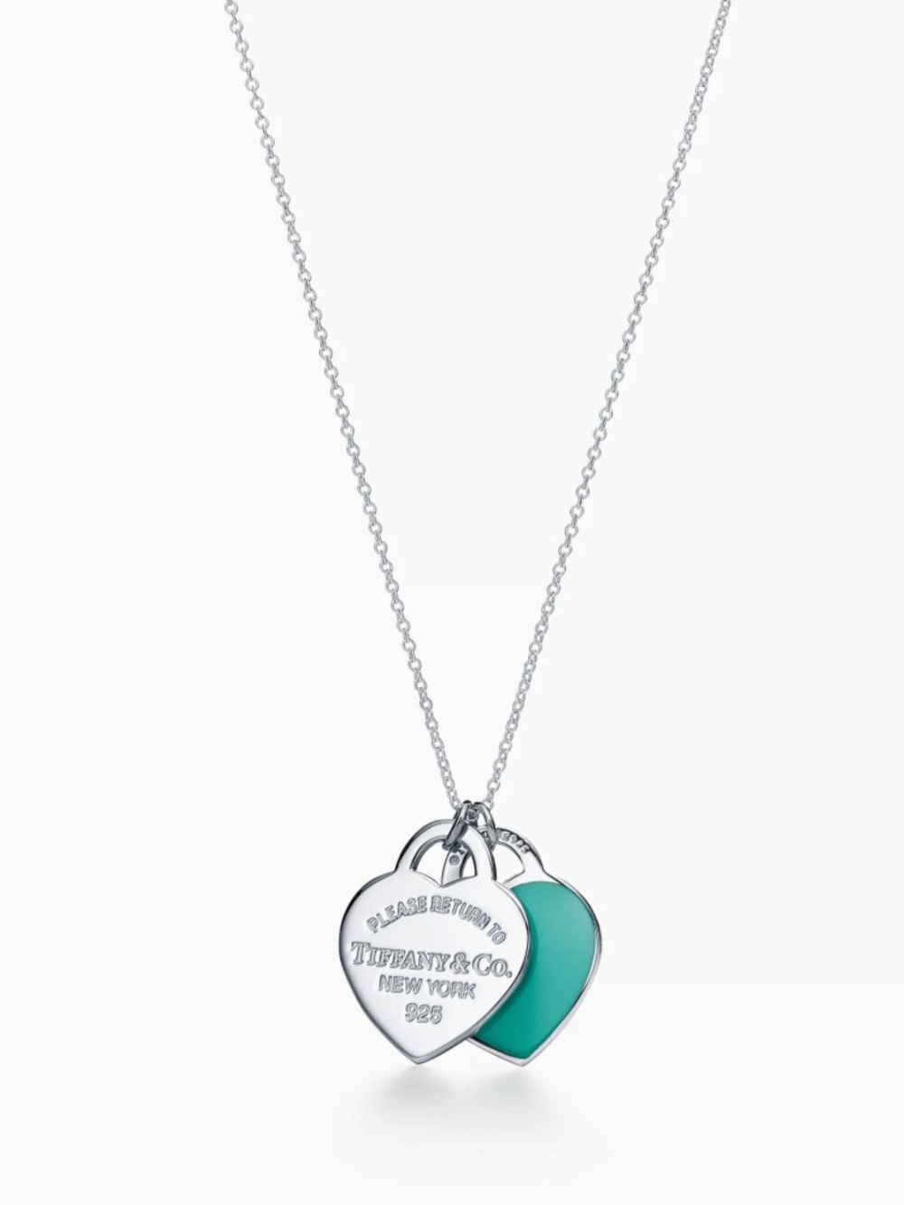 “Return to Tiffany” Tiffany Blue Double Heart Tag Pendant in Silver, Mini